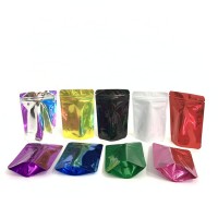 Colourful glossy reusable smell proof large mylar child resistant stand up zipper pouch bag